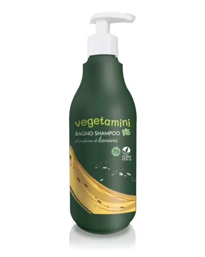 Flacone detergente biologico bagno shampoo bio per bambini alla banana