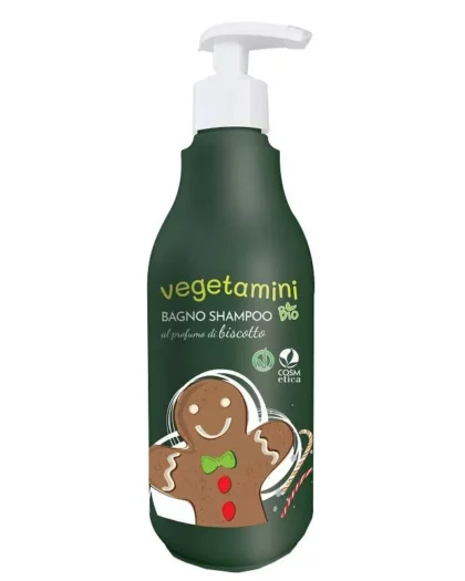 Flacone detergente biologico bagno shampoo bio per bambini al biscotto