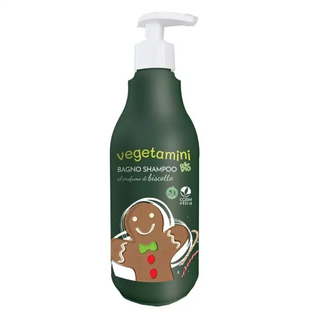 Flacone detergente biologico bagno shampoo bio per bambini al biscotto