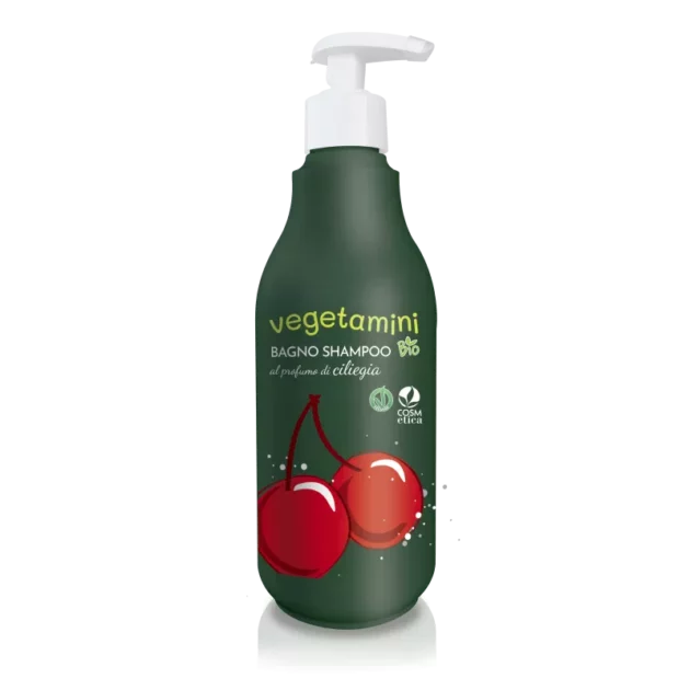 Flacone detergente biologico bagno shampoo bio per bambini alla ciliegia