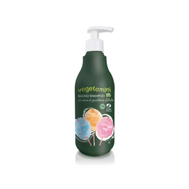 Flacone detergente biologico bagno shampoo bio per bambini allo zucchero filato