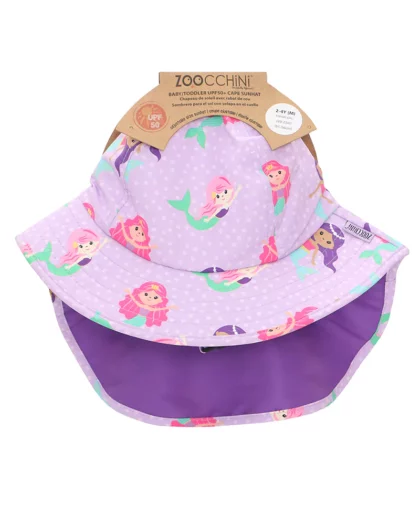 cappello estivo alla pescatora per bambini viola con sirene