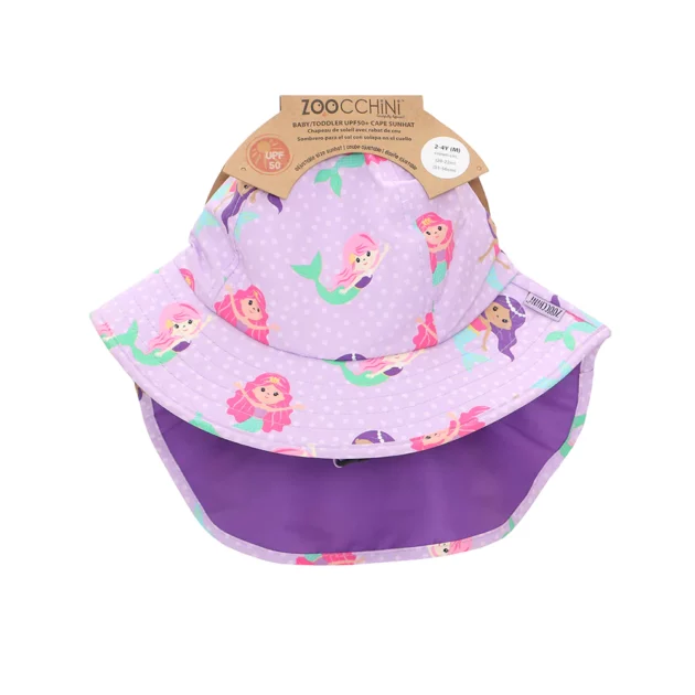 cappello estivo alla pescatora per bambini viola con sirene