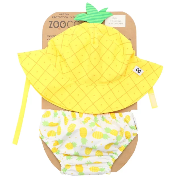 Set baby costumino contenitivo e cappellino a tema ananas