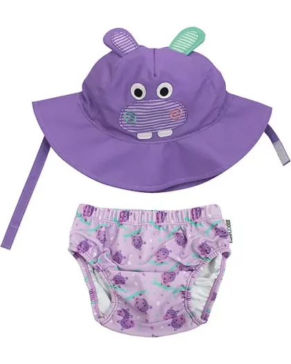 Set baby costumino contenitivo e cappellino a tema ippopotamo