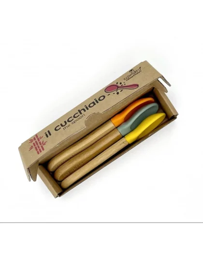 Set di 3 cucchiaini bambu e silicone