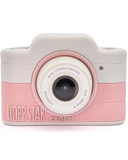 macchina fotografica per bambini Hoppstar di colore bianco e rosa