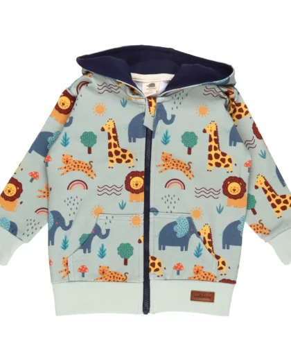 felpa per bambini con cappuccio con stampe a tema animali safari