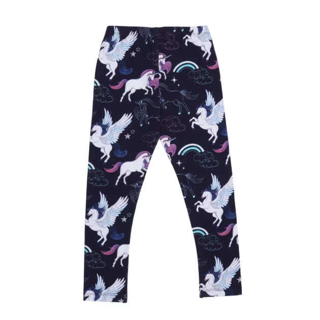 leggings per bambina con stampe di unicorni e arcobaleni