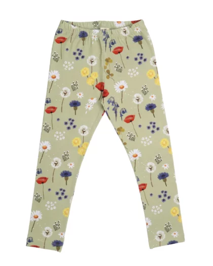 leggings per bambina con stampe di fiori di campo colorati