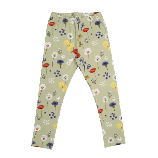 leggings per bambina con stampe di fiori di campo colorati