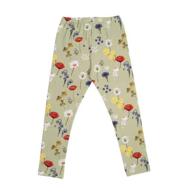 leggings per bambina con stampe di fiori di campo colorati