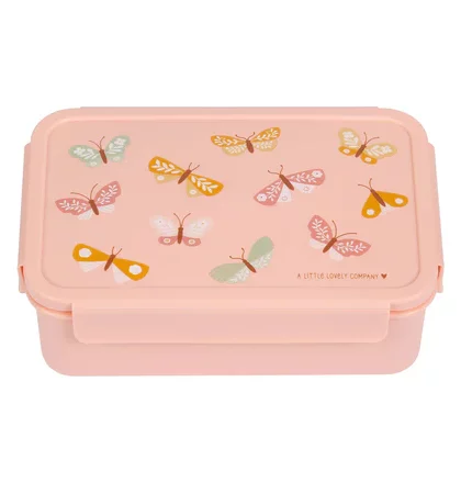 porta pranzo per bambini di colore rose con disegni di farfalle