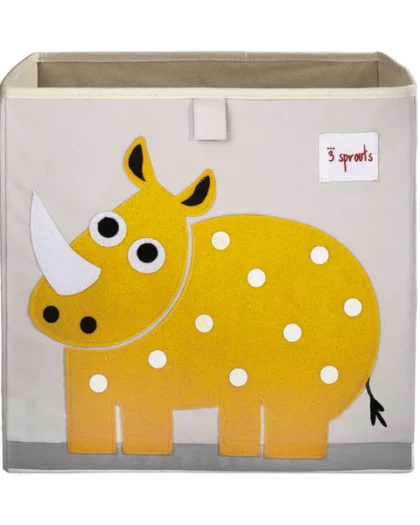 cesto portaoggetti per la cameretta con rinocerente giallo