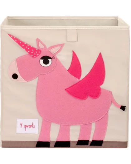 contenitore portaoggetti per cameretta dei bambini con un unicorno rosa