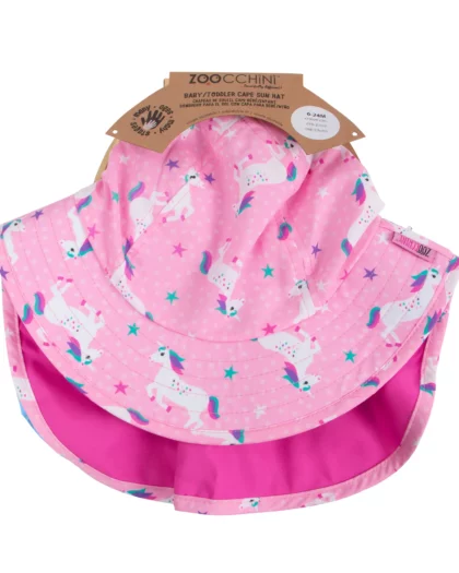 cappello estivo alla pescatora per bambini rosa con unicorni