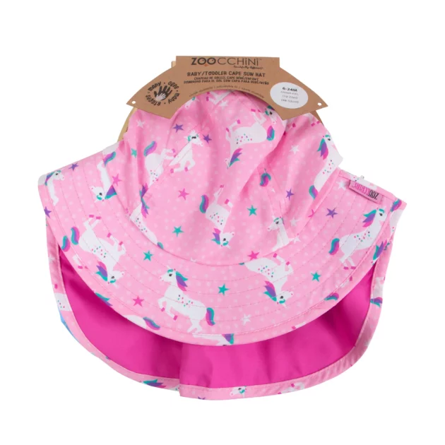 cappello estivo alla pescatora per bambini rosa con unicorni