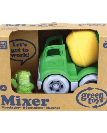 veicoli da cantieri per bambini in bioplastica di colore verde e giallo