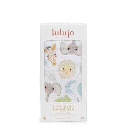 copertina mussola in cotone per neonato con disegni di animali