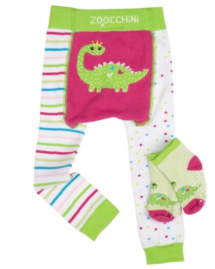 leggings per bambini con dinosauro di colore rosa