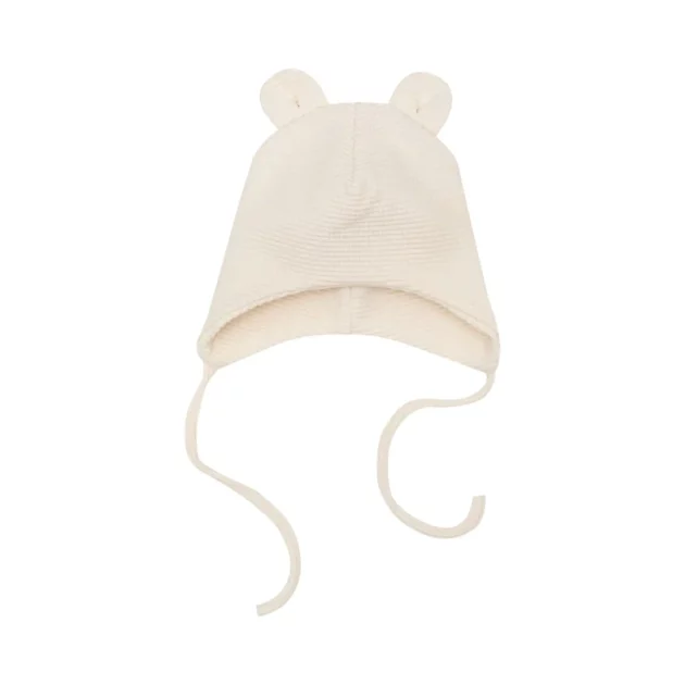 cappellino in lana con orecchie per bambini di colore bianco