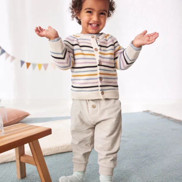 Cardigan a righe in maglia di cotone biologico - immagine 4
