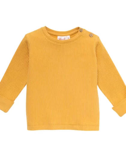 maglia a costine per bambini di colore giallo in cotone biologico