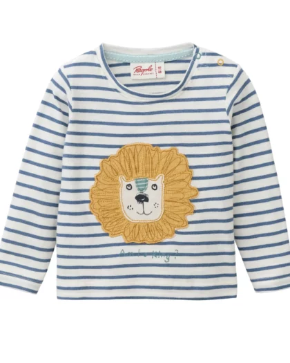 maglia manica lunga in puro cotone biologico con disegno di un leoncino