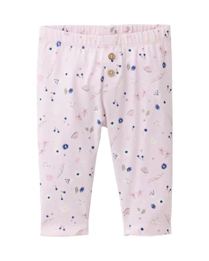leggings in puro cotone biologico con fiorellini di colore rosa