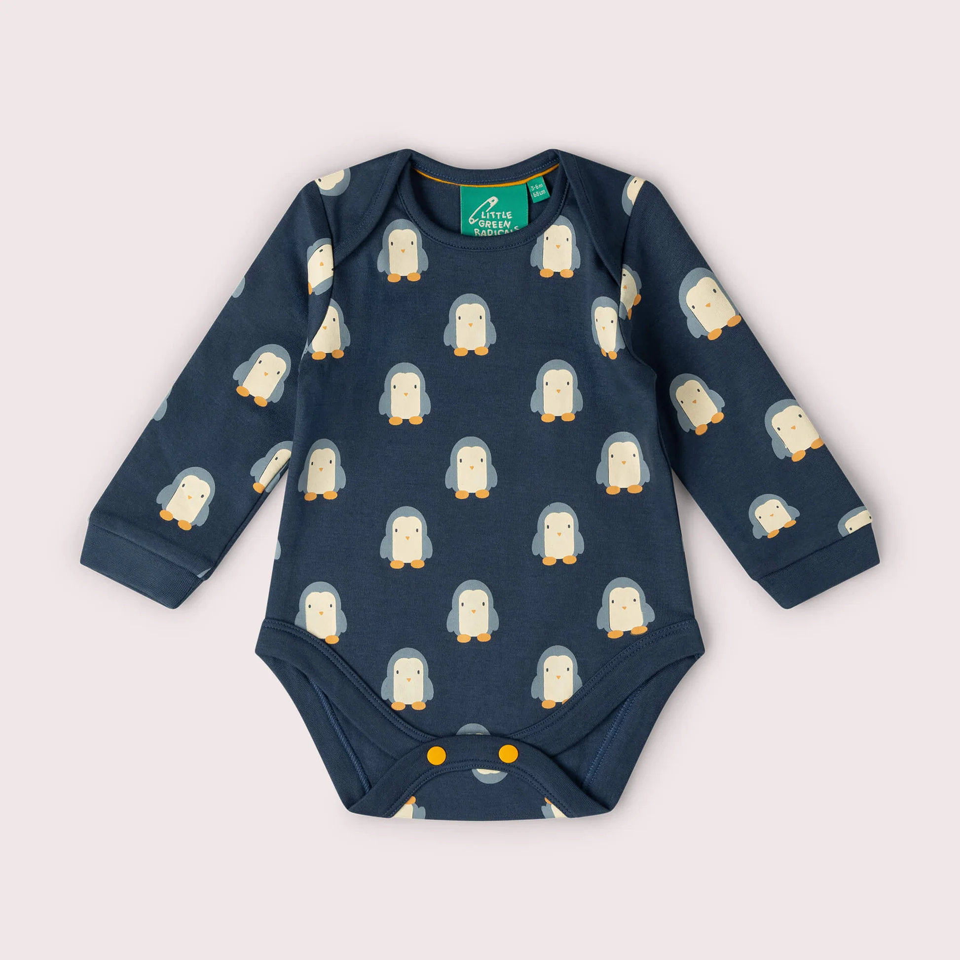 Little Green Radicals - Set 2 Body Neonati "Blue Penguins" in Cotone Biologico Fairtrade - immagine 2