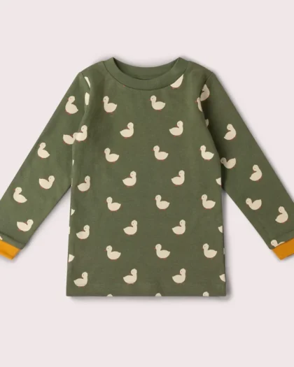 Little Green Radicals - T-Shirt Manica Lunga "Olive Ducks" in Cotone Biologico Fairtrade