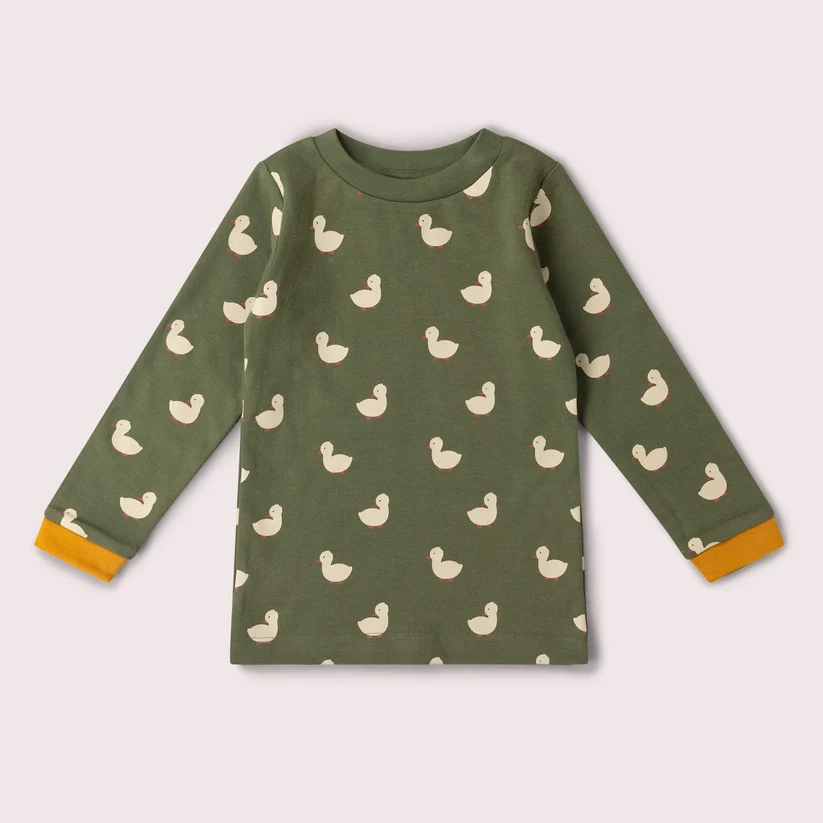 Little Green Radicals - T-Shirt Manica Lunga "Olive Ducks" in Cotone Biologico Fairtrade