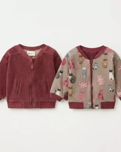 People Wear Organic - Felpa Reversibile in Ciniglia di Cotone Biologico GOTS - Gattini